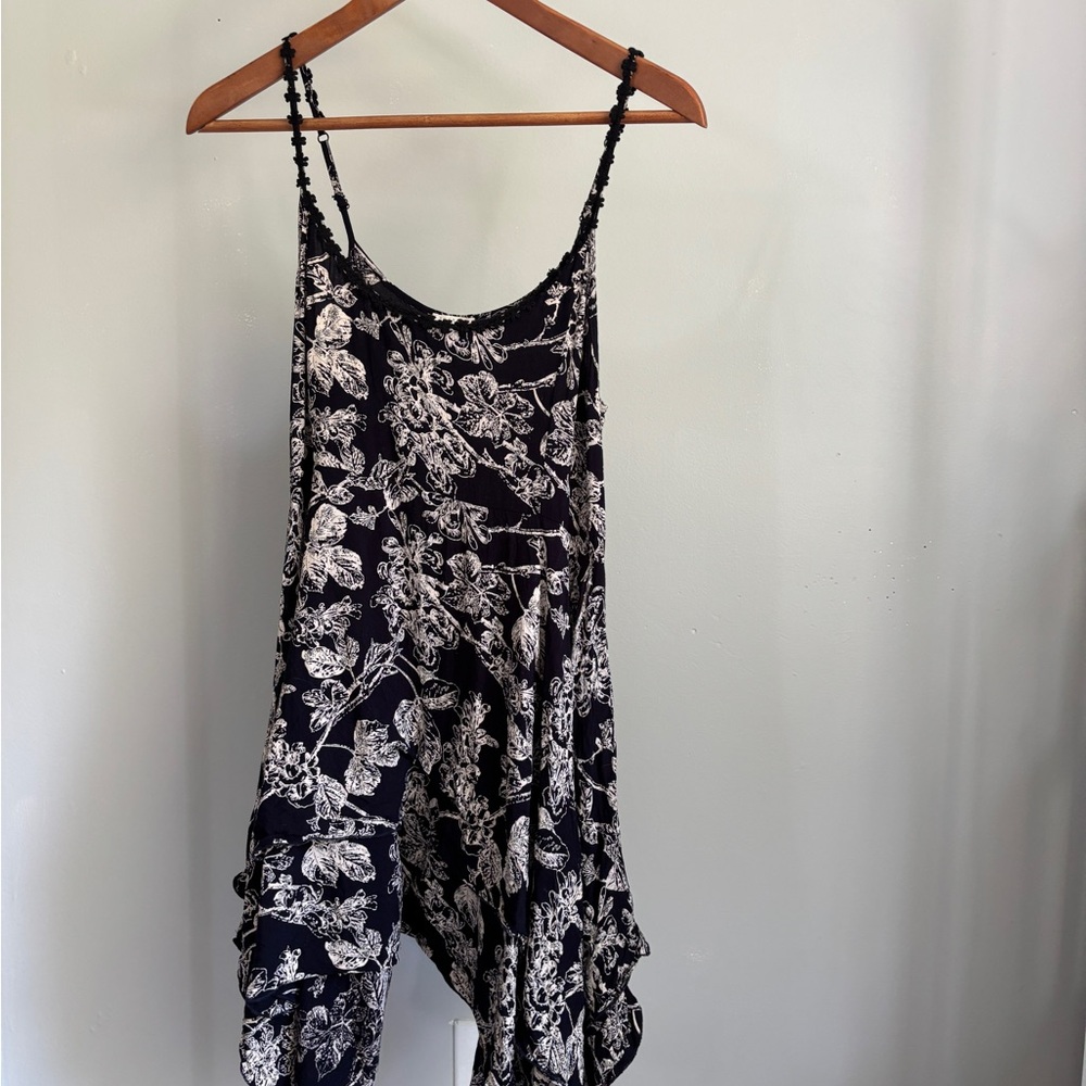 Floral Navy and White Dress/long top